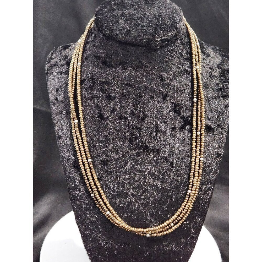 Silpada N1591 Metallic Bronze Glass Seed Bead 3-Strand Necklace